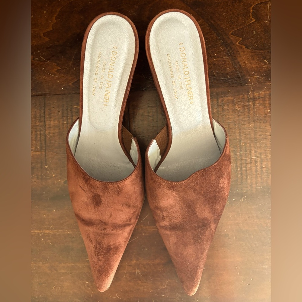 Donald Pliner suede mules